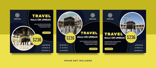 Hajj and umrah promotion social media post template instagram