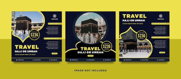 Instagram modello di post sui social media per la promozione di hajj e umrah