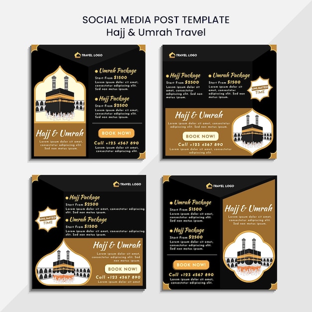 hajj and umrah travel package social media feed template