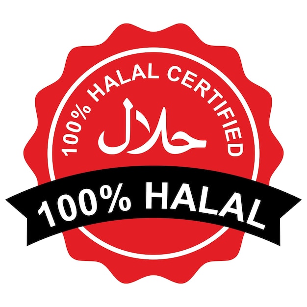 Halal badge and logo design 100 Halal icon