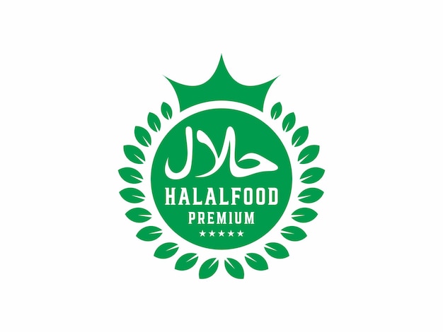 Halal food label design logo