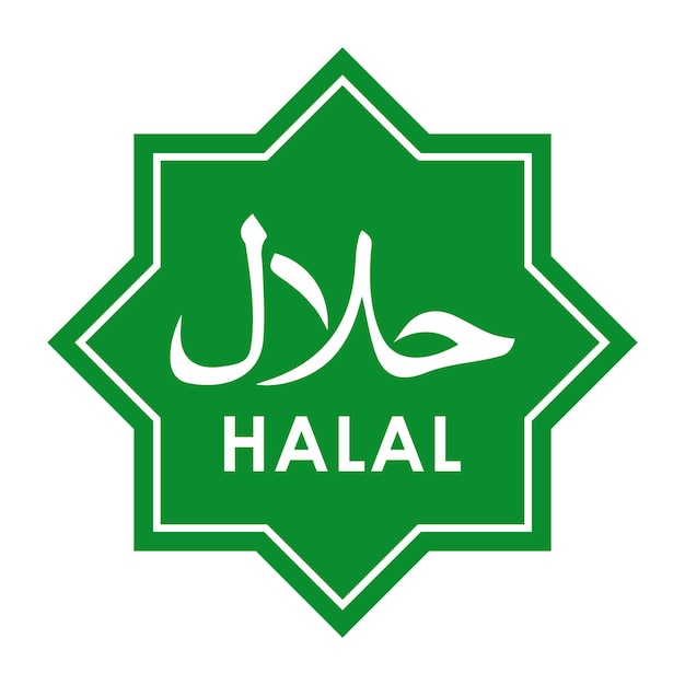 Modello di logo vettoriale dell'etichetta alimentare halal