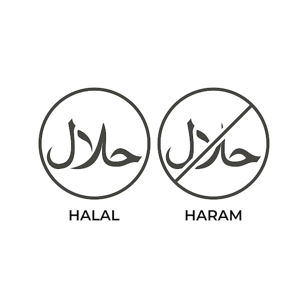 Halal and haram label Vector outline icon template