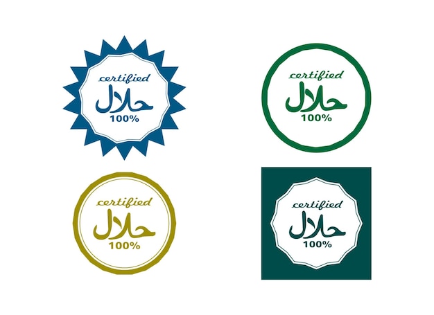 Vettore set di icone vettoriali di logo halal logo halal francobollo alimentare halal
