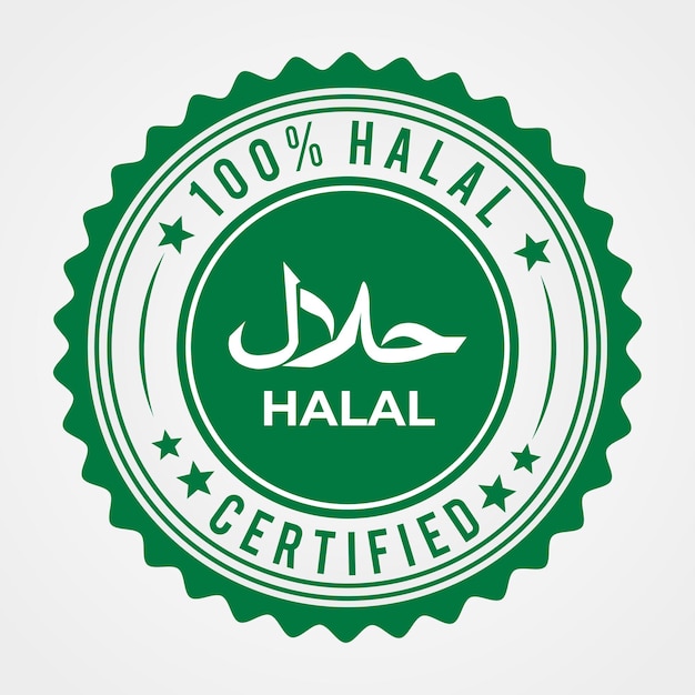 Vettore segno halal per il cibo musulmano nell'aspetto del distintivo