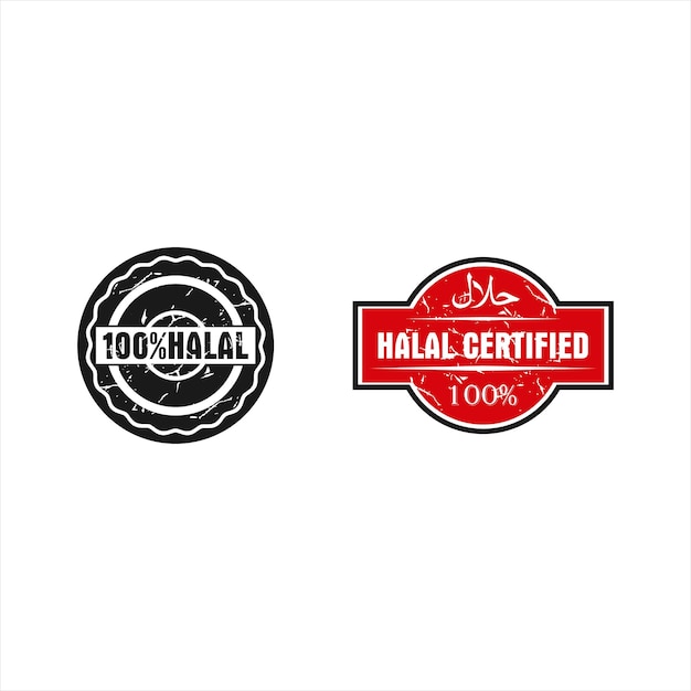 Halal stamp vector with vintage red and black color