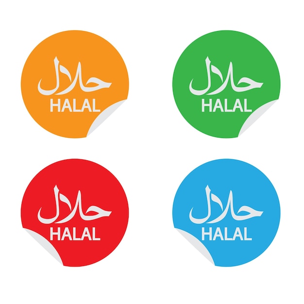 Halal teken logo kleurrijke sticker ontwerp vectorillustratie