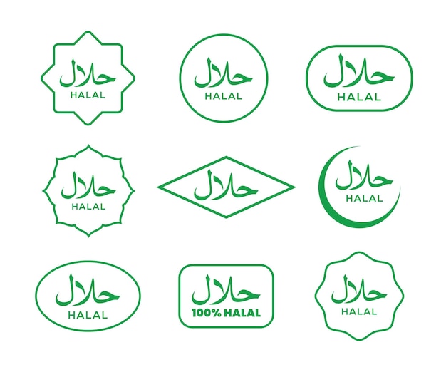 Halal voedsel gecertificeerd pictogram Halal voedseletiketten Pictogram Halal logo pictogram Halal tekent symbolen