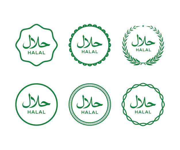 Vector halal voedsel gecertificeerd pictogram halal voedseletiketten pictogram halal pictogram vector halal certificaat tag