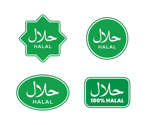 Vector halal voedseletiketten badge en logo ontwerpsjabloon