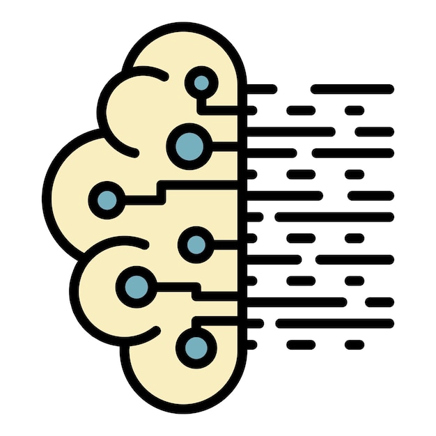 Half ai brain icon Outline half ai brain vector icon color flat isolated