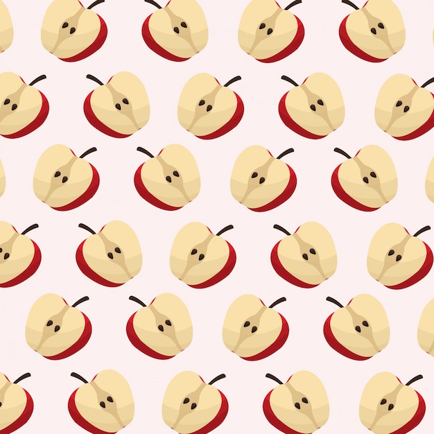 half apple fruit seamless pattern