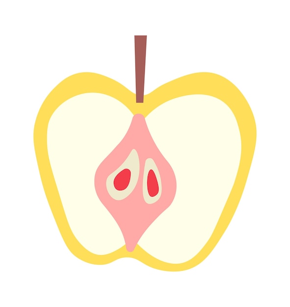 Half an apple Fruit Vector illustration