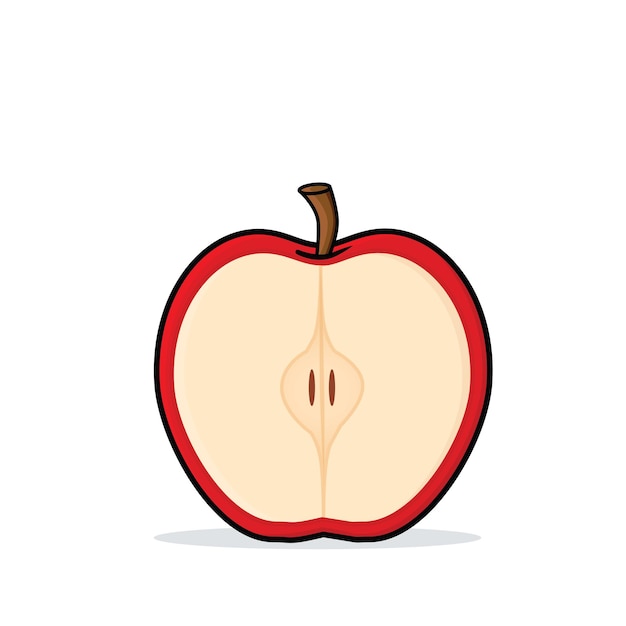 Vector half apples fruit vector cartoon