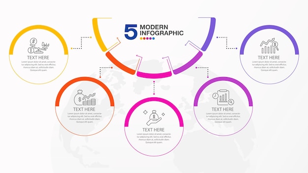 half circle infographic 5 option