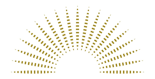 Полукруглые световые лучи. золотой старинный восход солнца логотип, изолированные на белом фоне