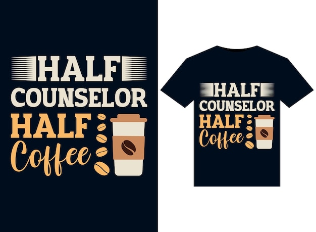 Vector half counselor half coffee illustraties voor drukklaar tshirts design