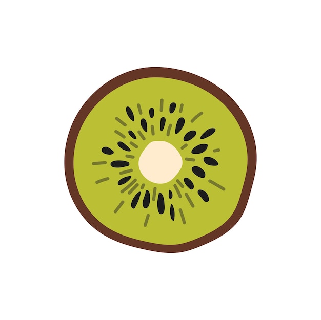 Vector half cut round kiwi fruit dietary product isolated flat cartoon style icon vector chinese gooseberry edible berry tropical exotic kiwi circle slice thai superfruit dessert healthy dieting snack