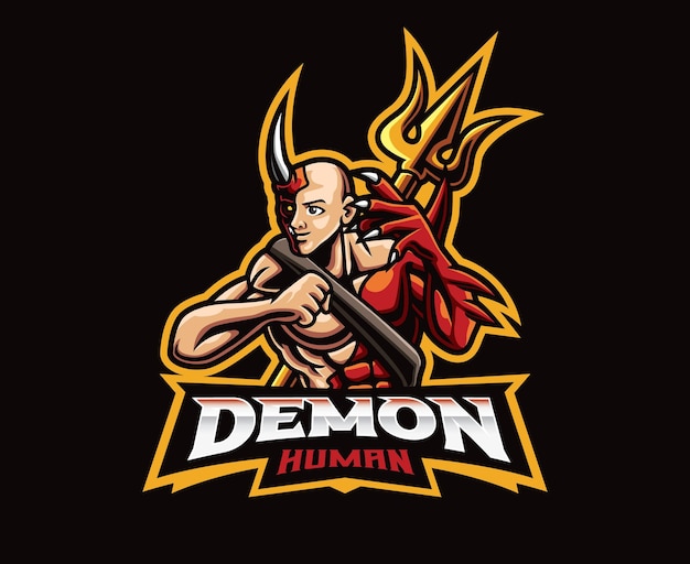 Half demon mascot logo design