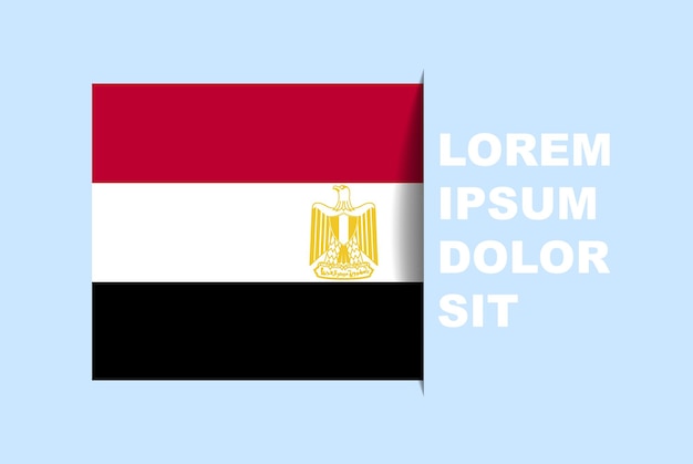 Half Egypt flag vector with copy space, country flag with shadow style, horizontal slide effect