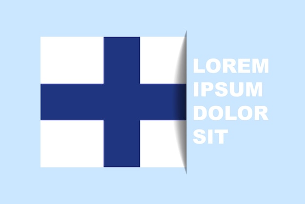 半分フィンランド フラグ ベクトル コピー スペース、シャドウ スタイル、水平方向のスライド効果を持つ国旗