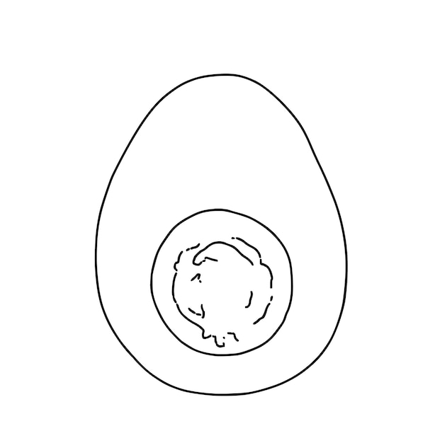 Half gekookt ei eiwit dooier voedsel doodle lineaire cartoon kleuring