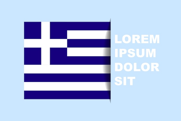 Half Greece flag vector with copy space, country flag with shadow style, horizontal slide effect