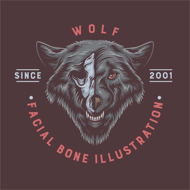 Vector half head bone wolf vector
