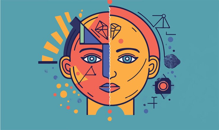 Vector half human face vector icon