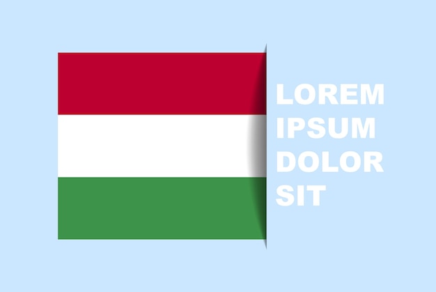 Half Hungary flag vector with copy space, country flag with shadow style, horizontal slide effect