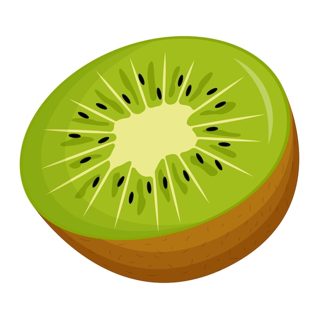 Half of kiwi on white background Flat vector illustration