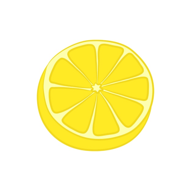 Half a lemon in cartoon style isolated on white background