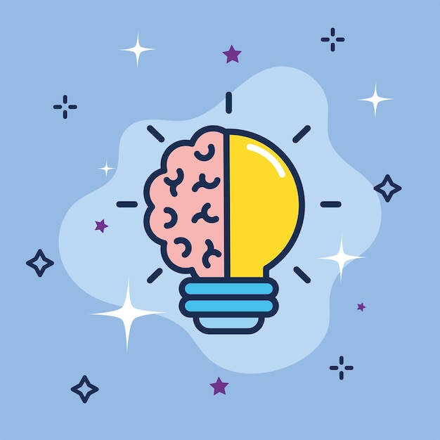Half of light bulb and brain creativity