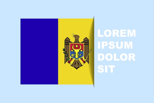 Половина вектора флага Молдовы с копировальным пространством, флаг страны с теневым стилем, эффект горизонтального слайда