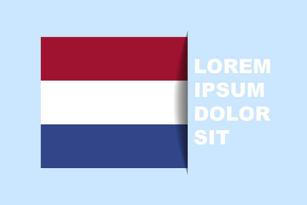 Half Netherlands flag vector with copy space, country flag with shadow style, horizontal slide effec