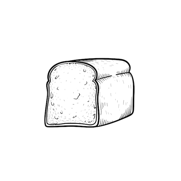 빵 손으로 그린 개요 낙서 아이콘의 절반입니다. 흰색 배경에 격리된 인쇄, 웹, 모바일 및 인포그래픽을 위한 샌드위치 벡터 스케치 삽화를 위한 토스트 빵입니다.