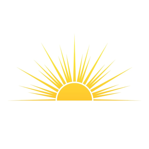 ベクトル 太陽の日の出と日没の半分フラット スタイル ベクトル イラスト白背景に分離