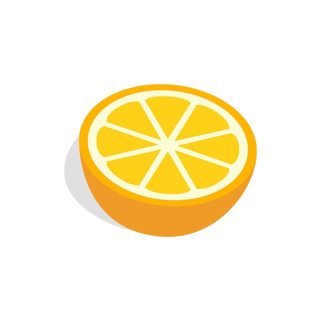 Half of orange icon in isometric 3d style on a white background