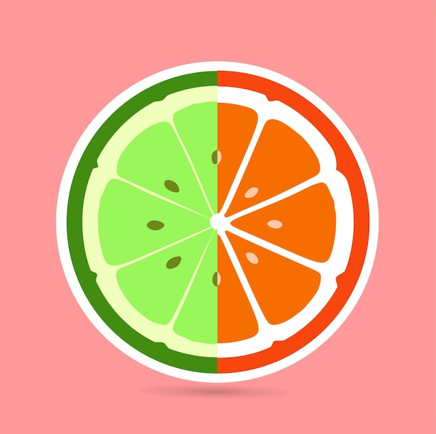 Half orange and lime from citrus fruit