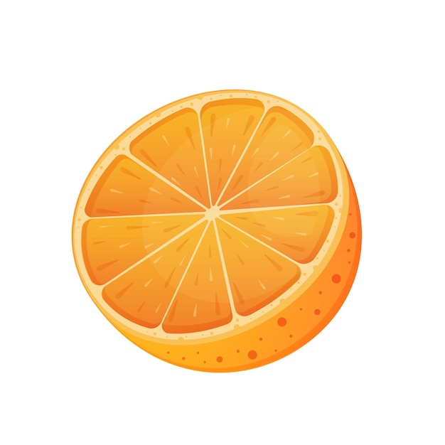 オレンジ色のトロピカル フルーツの漫画スタイルのベクトルの半分