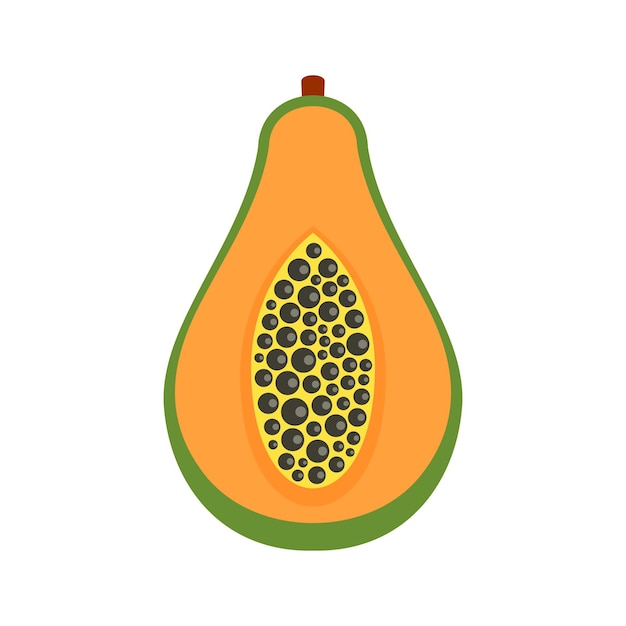 Metà dell'icona papaia illustrazione piatta della metà dell'icona vettoriale papaia per il web design
