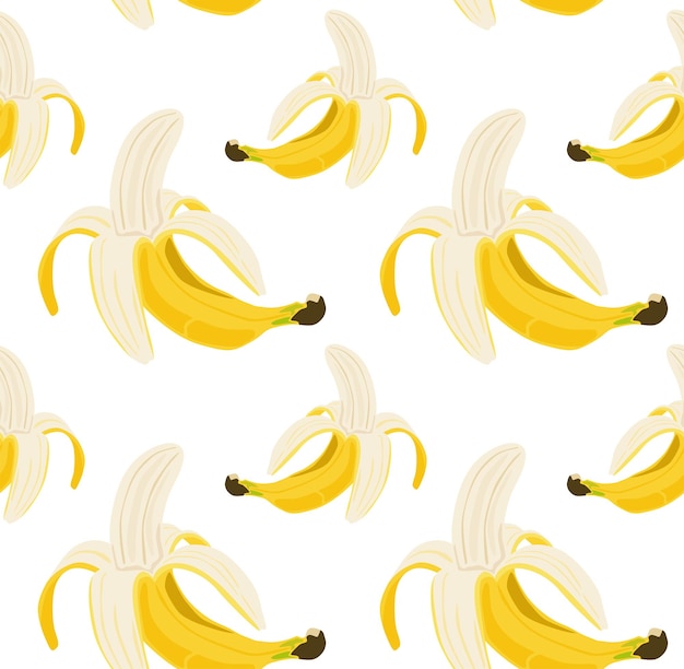 Half peeled banana Seamless pattern in vector Suitable for prints and backgrounds