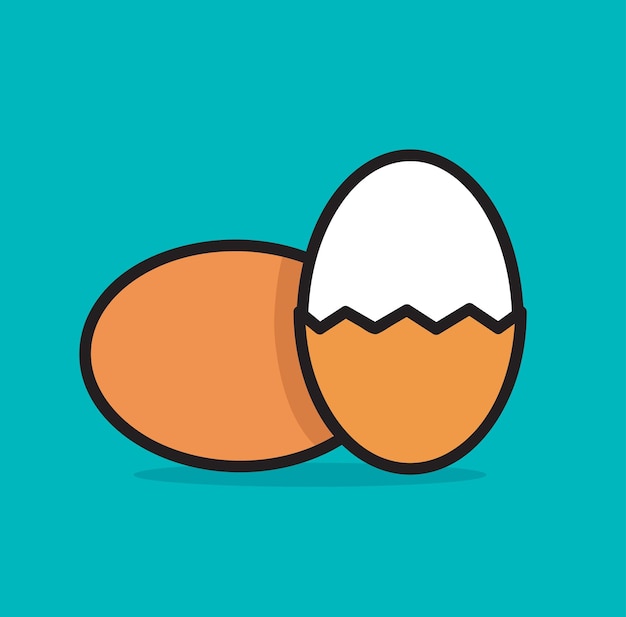 Half peeled boiled egg vector illustration