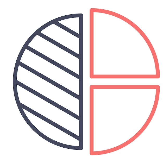 Half Pie Chart Vector Illustratie Stijl