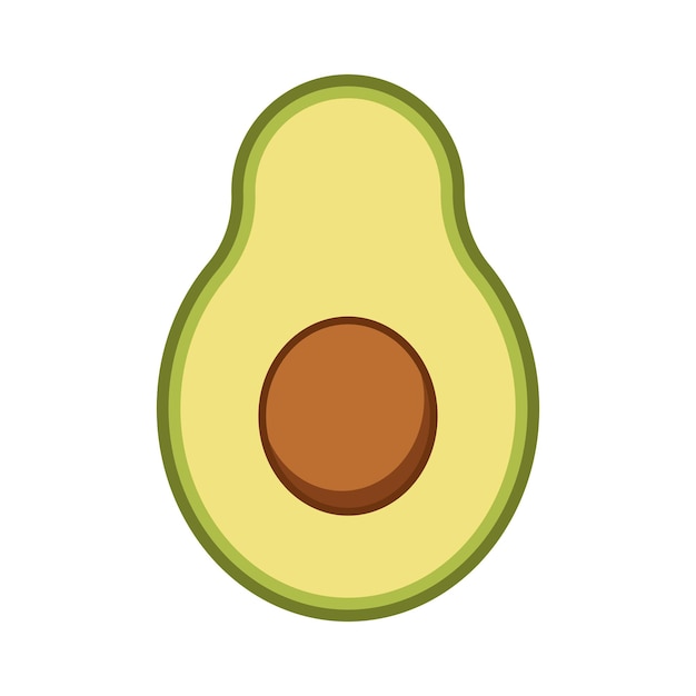 Half of a ripe avocado with a stone isolated on white background Vector illustration