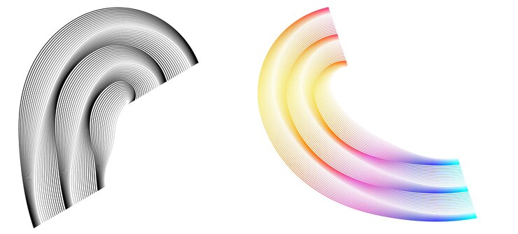 Vector half round many lines image abstract sign11