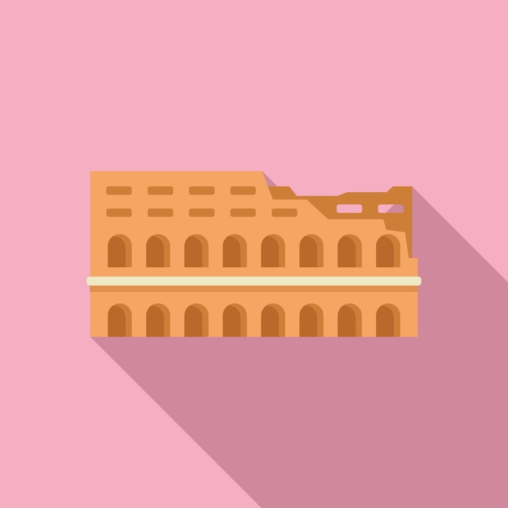 Vector half ruined colosseum representing ancient roman empire heritage