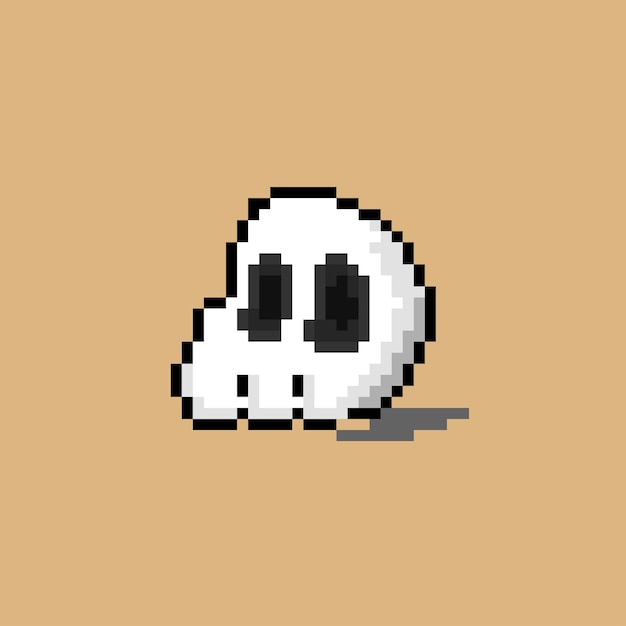 half skull with pixel art style