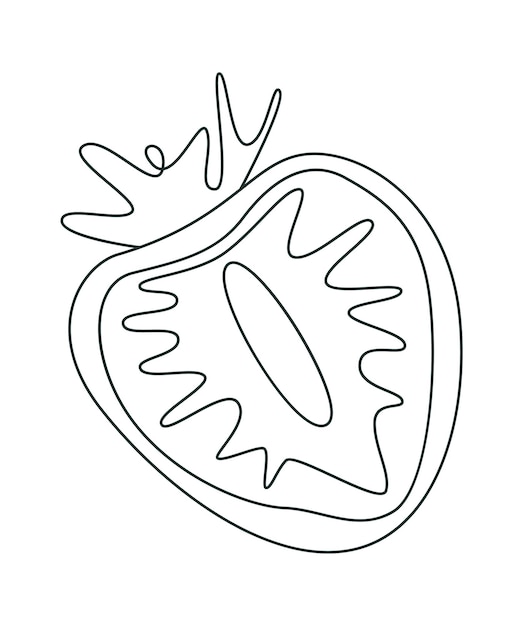 Half of strawberry line art design element