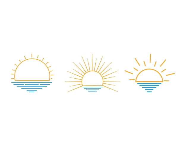 Half sun from Water Line Art Vector Collection